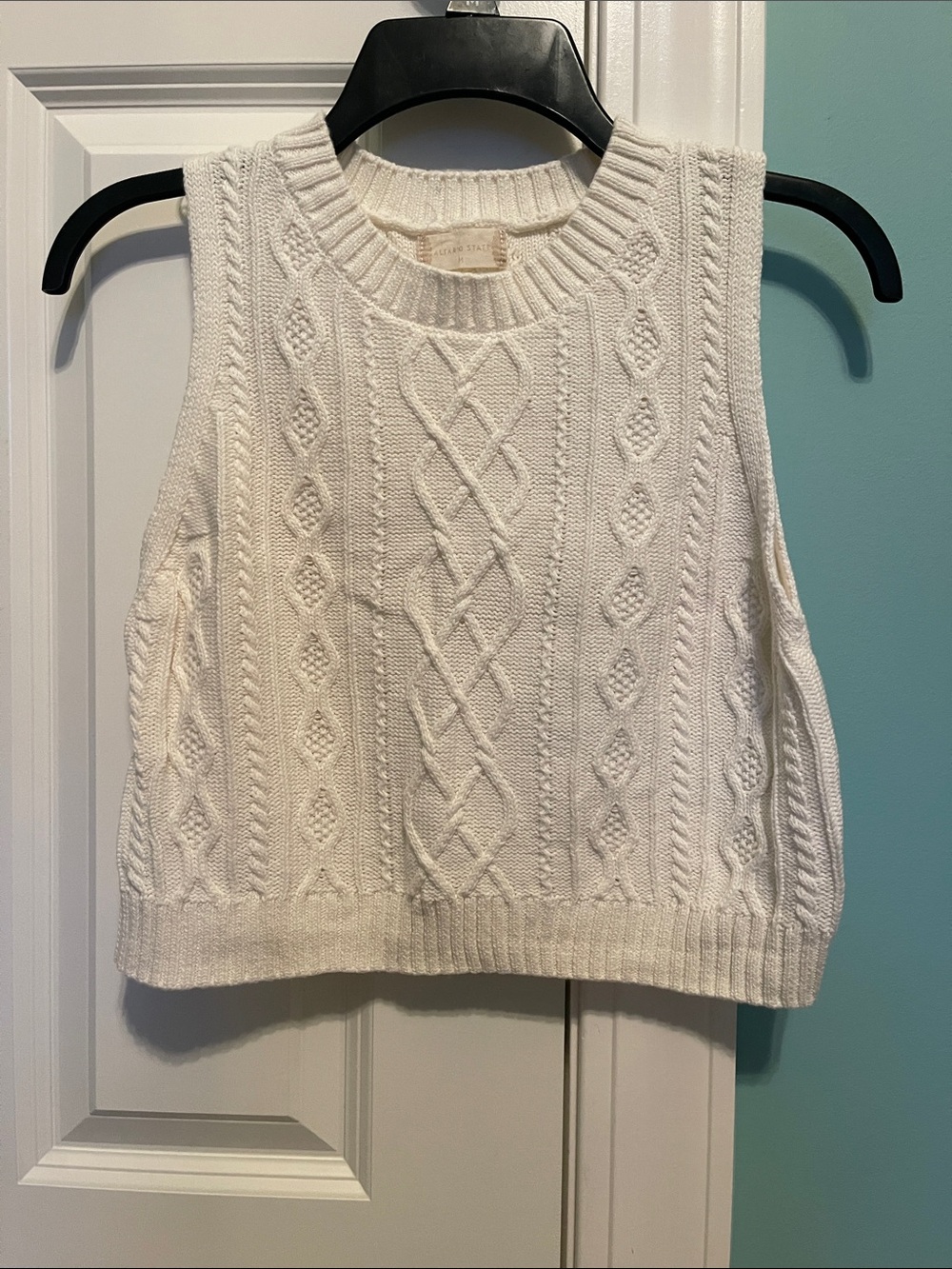 Altar'd State Cream Cable Knit Sleeveless Sweater Tank